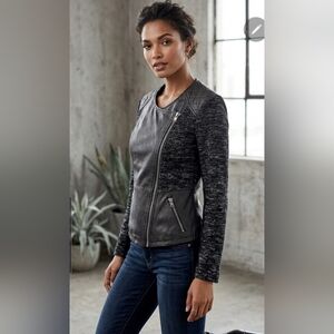 Black Lucky Brand Women’s Jacket Lamb Leather and Wool Knit Sz S